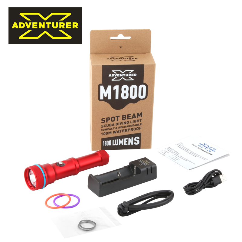 X-Adventurer M1800 LED Scuba Dive Spot Light Torch